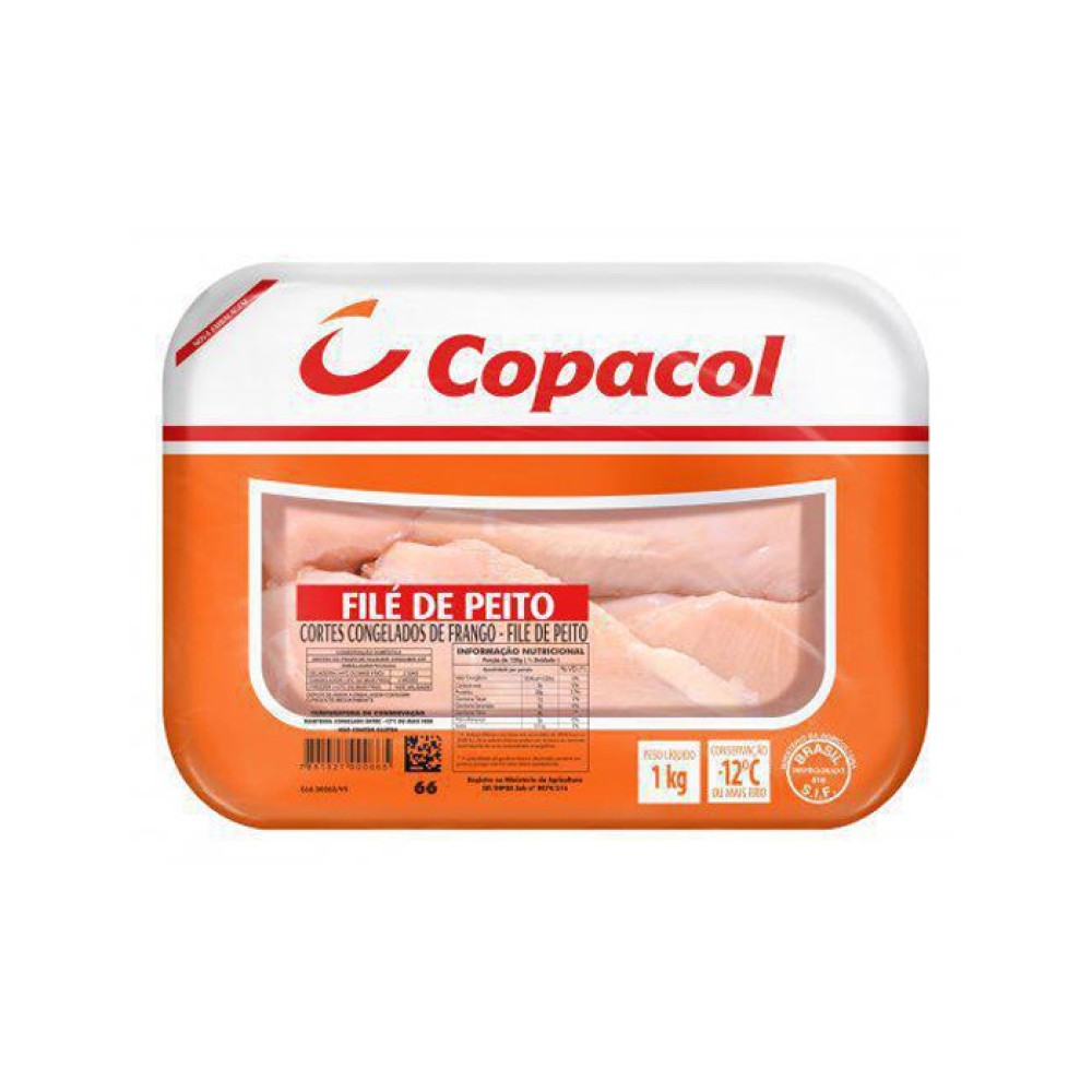 Frozen chicken breast fillet Copacol tray 1kg.